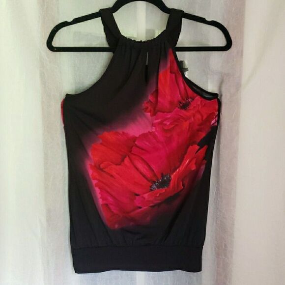 Studio Y Tank Top Black Red Maroon Floral Feminine USA Y2k 90's Women's Size S - Picture 3 of 11